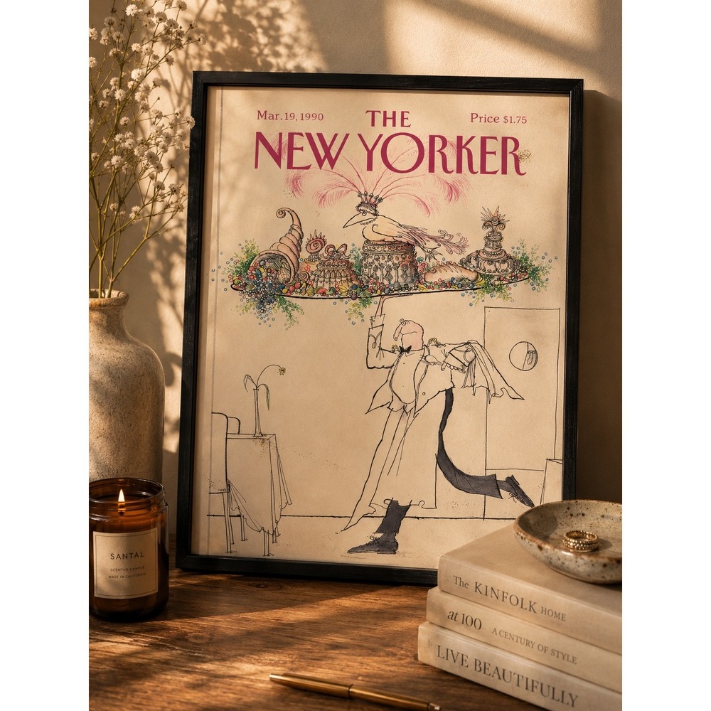 Vintage The New Yorker March 19 1990 Framed Cover Art Ronald Searle Illustration